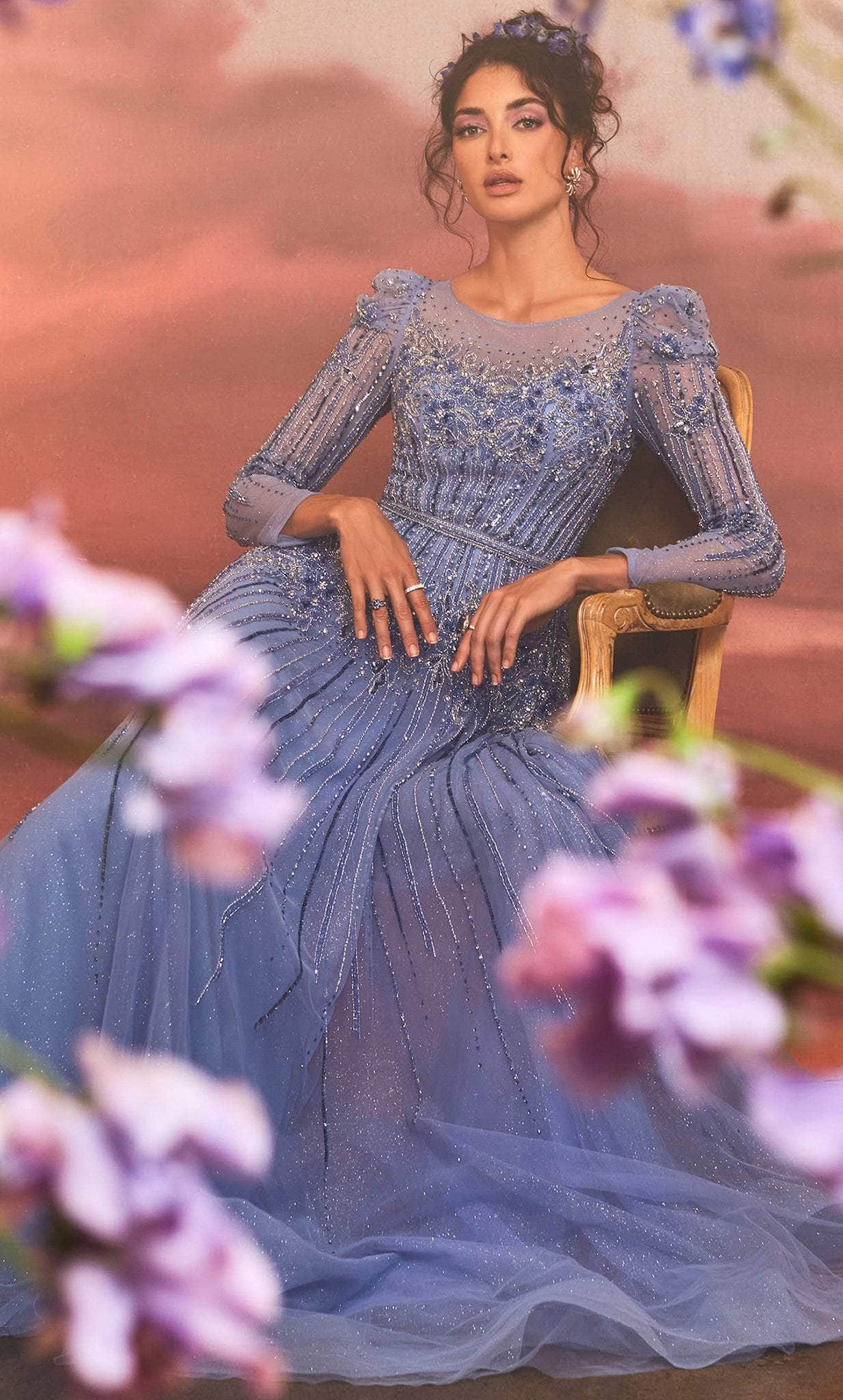 *SALE* LOW STOCK ALERT* Andrea and Leo A1167 - Highly Embellished Long Sleeved Gown
