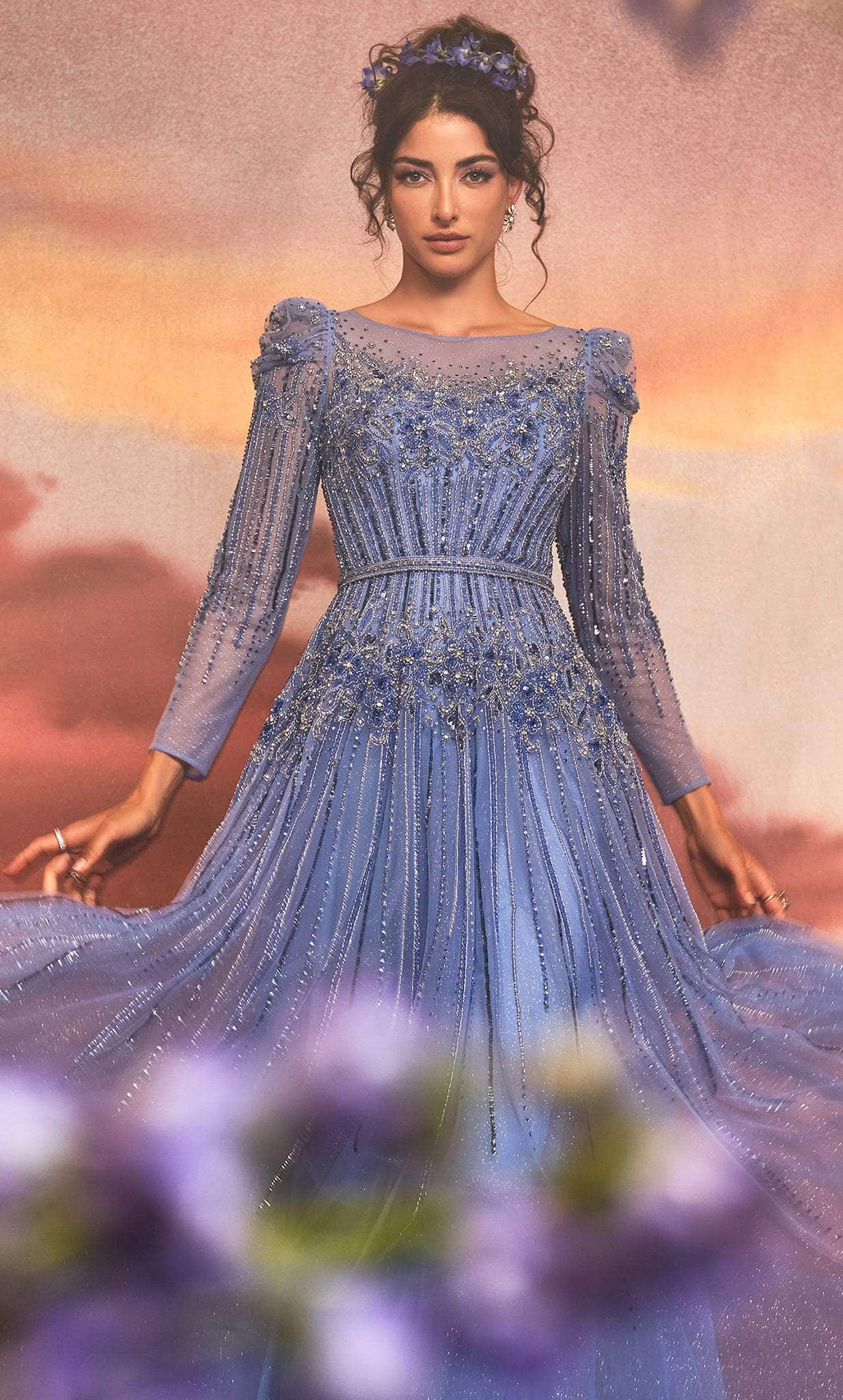 *SALE* LOW STOCK ALERT* Andrea and Leo A1167 - Highly Embellished Long Sleeved Gown