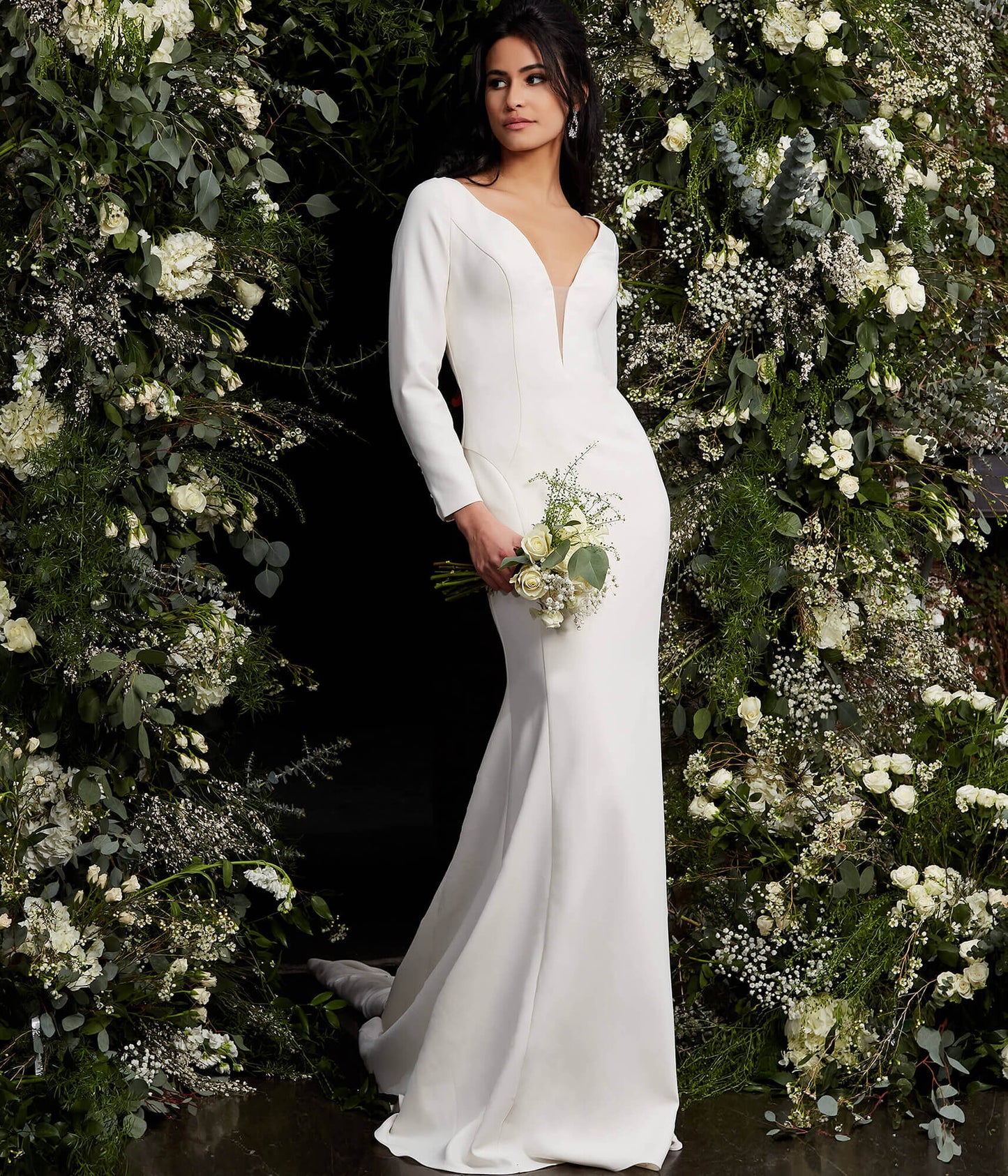 Jovani JB06911 Button Back Long Sleeve Bridal Gown