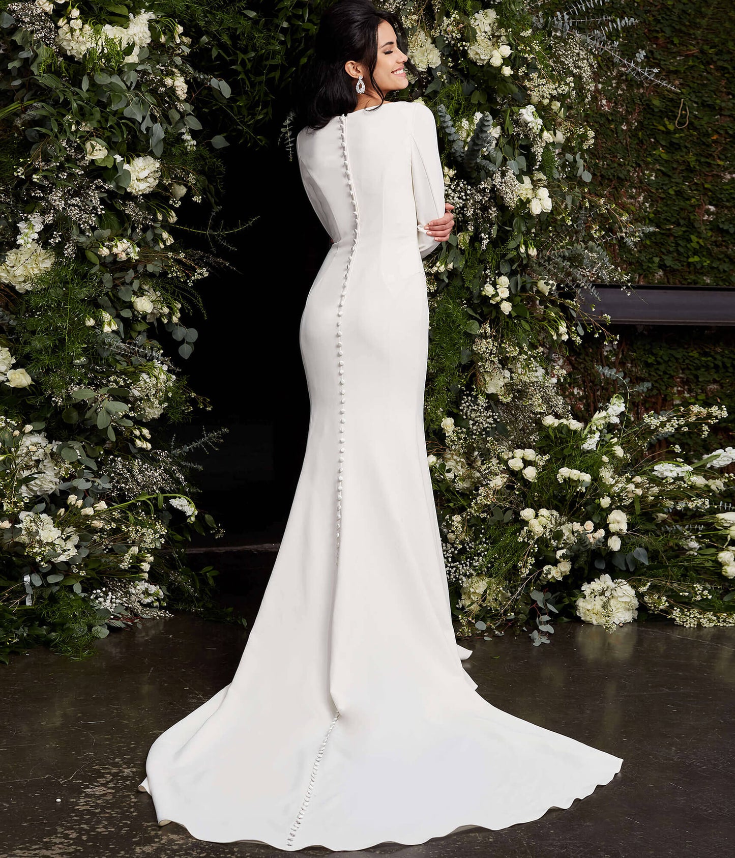 Jovani JB06911 Button Back Long Sleeve Bridal Gown