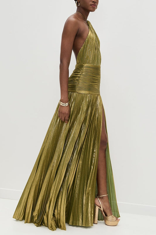 Halter Neck Metallic Cocktail Dress