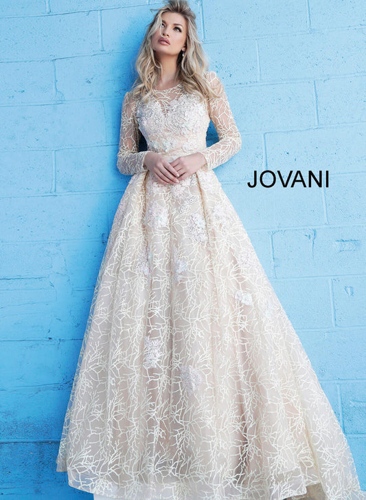 *Jovani 62701 - Long Sleeve Bridal/Evening Gown LOW STOCK ALERT