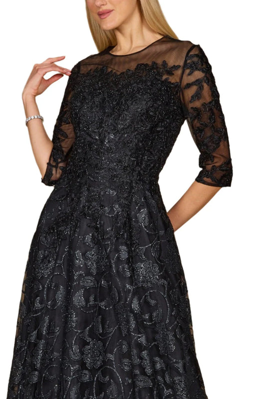 Dylan and Davids Full-Length Formal Gown Lace 3/4 Sleeve Evening Gown