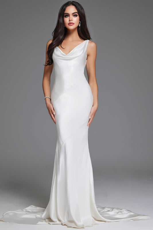 Jovani Bridal - JB03910 Cowl V Neck Bridal Dress